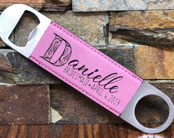 Pink Custom Engraved Bridesmaid Bottle Opener, Affordable, Personalized, Maid of Honor Gifts, Birthday, Bridal Shower Party, Favors, Unique