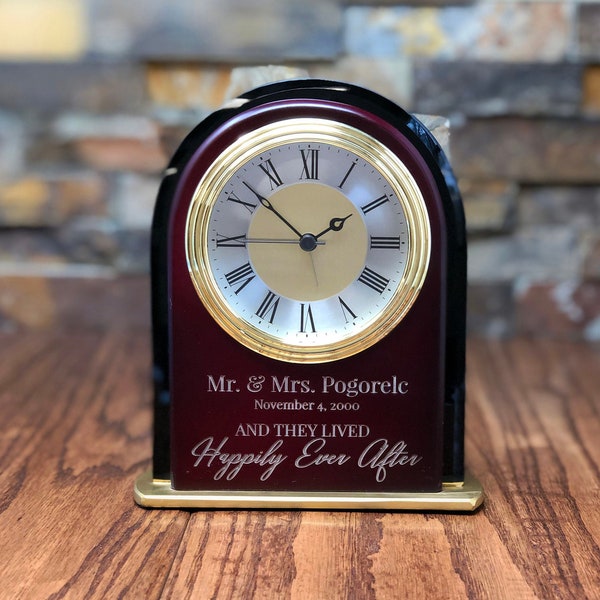 Personalized Mantle Alarm Clock, Custom Wedding Gift, Anniversary, Fathers Day, Office Desk, Promotion, Home decor, Couples, Retirement