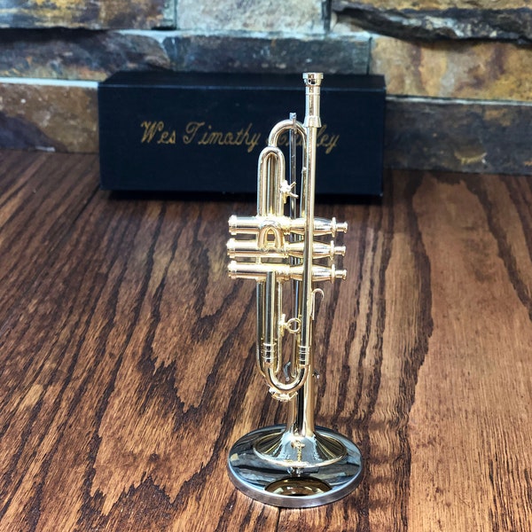 Trompette miniature personnalisée - Cadeau musical - Instrument - GIfts for Him - Cadeaux pour elle - Anniversaire - Graduation - Musicien - Professeur (GTR20)