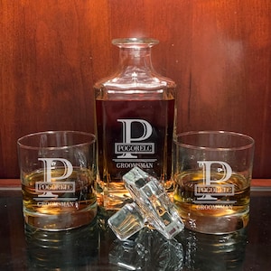 Engraved Whiskey Decanter, Personalized Groomsmen Gifts, Monogrammed Barware, Custom Wedding Gift, Fathers Day, Gifts for Men, House Warming