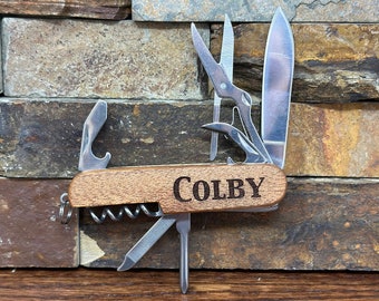 Personalized Wood Multi-Tool, Gifts for him, Graduation, Teenage Gift, Groomsmen, Birthday, Christmas, Father's Day, Keychain, Confirmation