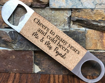 Custom Engraved Cork Bottle Opener, Mr and Mrs Gift, Wedding, Personalized, Gifts for Couple, Cool Stuff for All, Anniversary, Housewarming