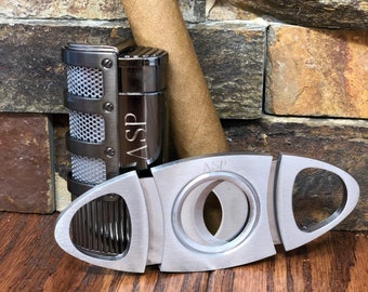 Butane Cigar Lighter with Cigar Cutter, Groomsmen Gift, Groomsman, Best Man, Gifts for Men, Fathers Day, Gifts for Golfers, Personalized