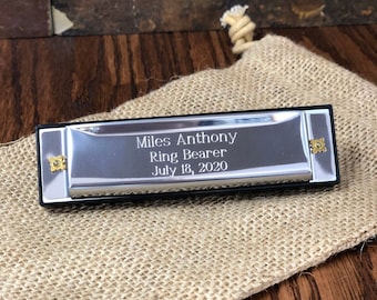 Harmonica Personalized Stainless Steel, Groomsmen, Kids Gifts, Ring bearer, Gifts for Men, Ring Security,  Officiant, Birthday, Christmas