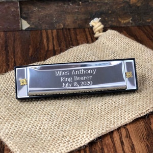 Harmonica Personalized Stainless Steel, Groomsmen, Kids Gifts, Ring bearer, Gifts for Men, Ring Security,  Officiant, Birthday, Christmas