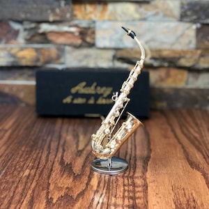 Saxofón en miniatura, regalo para músicos, amantes de la música, regalos para ella, regalos para él, graduación, decoración del hogar, concierto, cumpleaños (CGSA)
