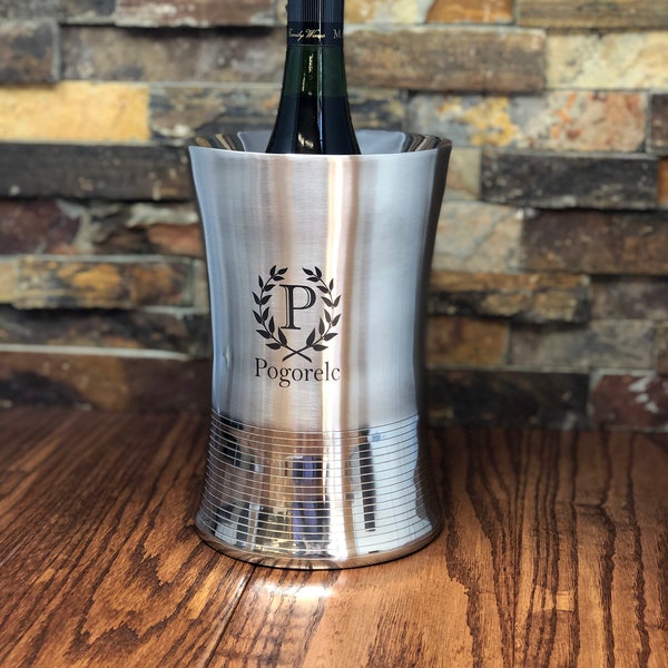 Wine Chiller Personalized Made of Stainless Steel, Kitchen, House Warming Gift, Christmas, Anniversary, Monogrammed Entertaining Wine Bucket