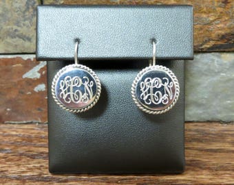 Monogrammed Earrings Personalized, Sterling Silver Earrings, Engraved Earrings, Gifts for Girls, Bridesmaids Gifts, Wedding, Mothers Day