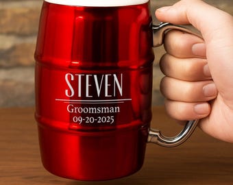 Personalized Stainless Steel Beer Mug, Vacuum Insulated Stein Gifts for Him, Groomsmen, Fathers Day, Christmas, Anniversary, Valentines