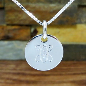 Mini Sterling Silver Necklace - 5/8&quot;- Personalized - Initial Necklace - Monogram Necklace - Monogrammed Necklace- Bridesmaids gift