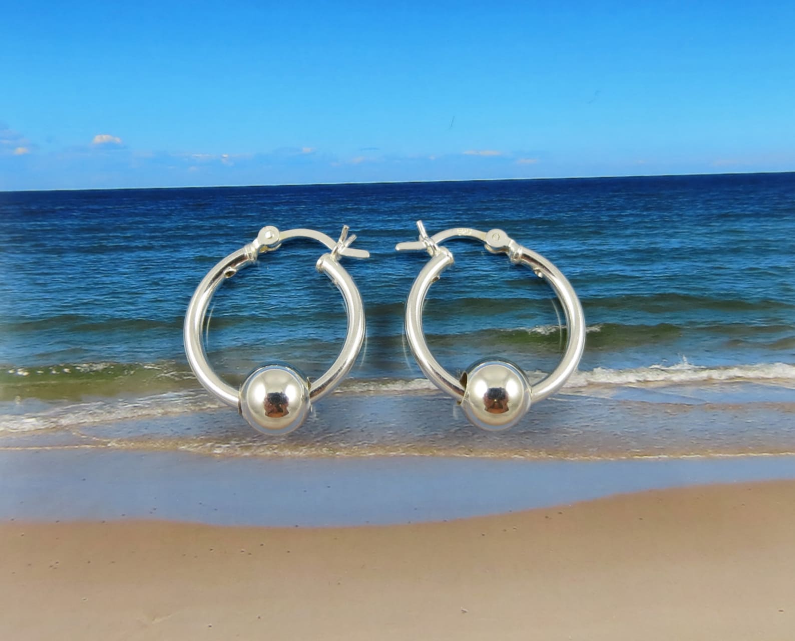 Silver Hoop Earrings cape Cod Earrings Bridesmaids Earrings | Etsy