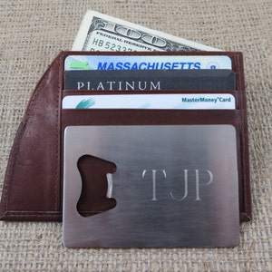 Carpeta de cuero, abrelatas de botella, personalizadas, grabado, regalo de padrinos de boda, regalos para hombres, (54)