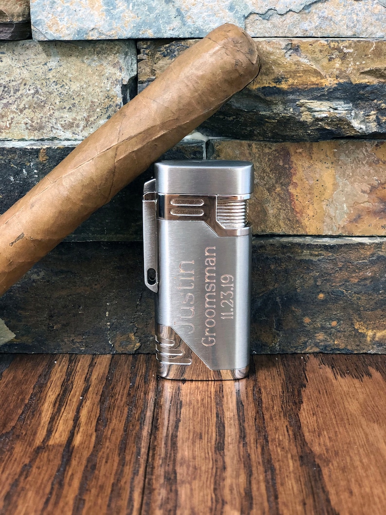 Butane Cigar and Cigarette Lighter, Personalized Engraved Monogrammed Gift for Men and Women, Groomsmen, Fathers Day, Mothers Day, Christmas image 1