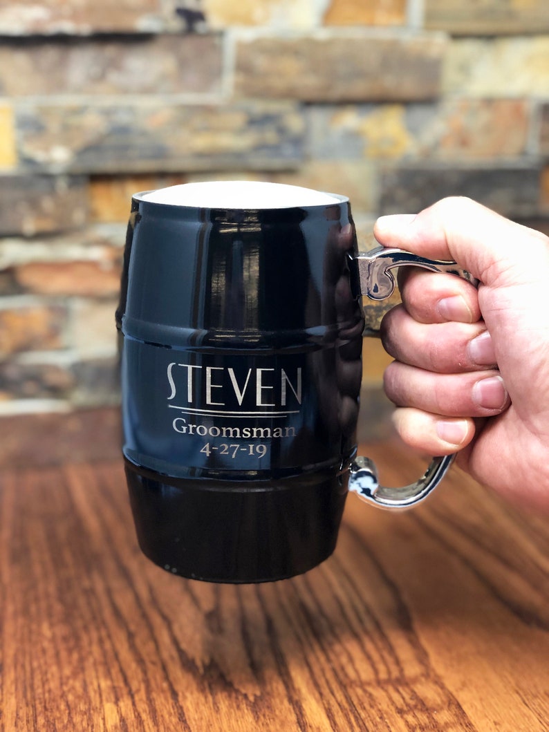 Personalized Stainless Steel Beer Mug, Vacuum Insulated Gifts for Him, Groomsmen, Fathers Day, Christmas, Anniversary, Valentines Day, Men image 1