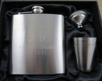 Personalized Flask with Shot and Funnell Gift Package - Groomsmen - Best Man - Gifts for men