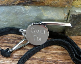 Personalized Coach Whistle w/ Lanyard, Coach Gift, Sports Gift, Basketball, Football, College, Recreation, Highschool, School, Ring Bearer
