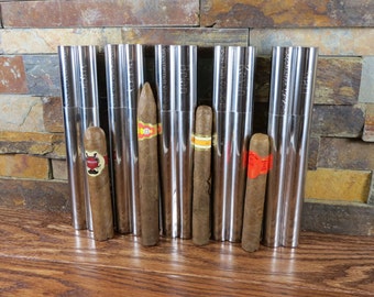 Set of 5 Personalized Cigar Case and Flask Combo- Engraved-Groomsmen Gift - Wedding Party Gifts(154)