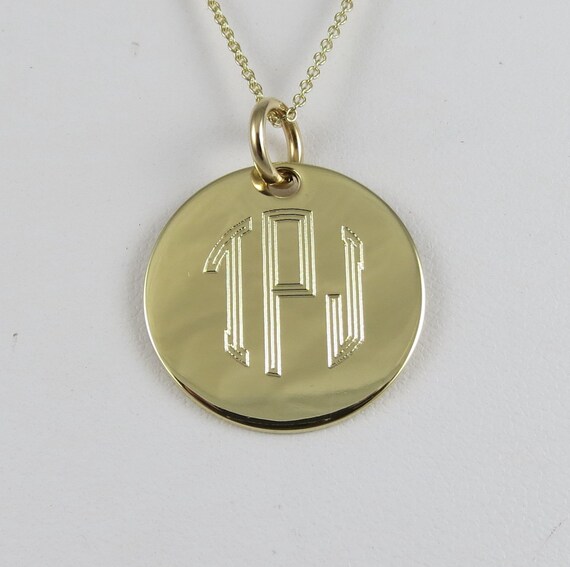 Gold Monogram Necklace 7/8 14K Gold 