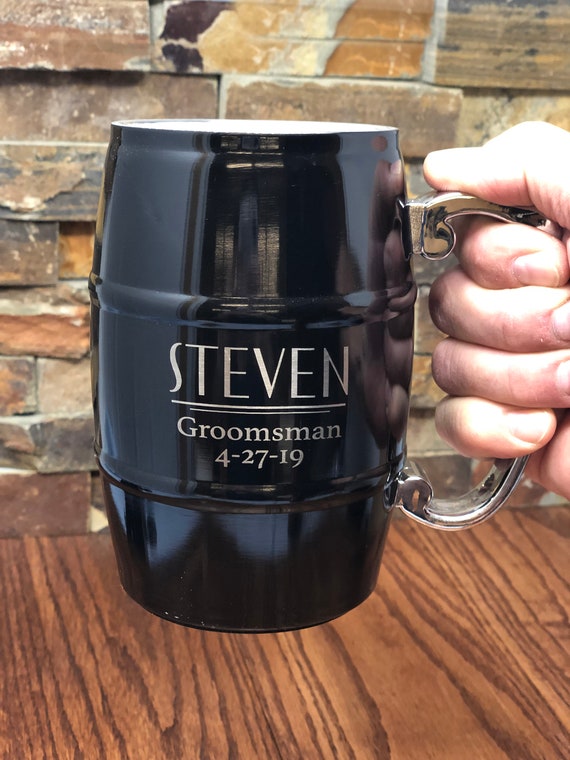 Personalized Stainless Steel Beer Barrel Mug, Engraved Insulated