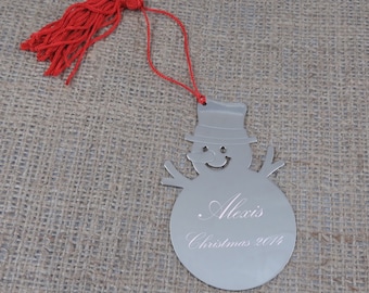 Snow Man Christmas Ornament- Personalized- Childrens gift- Christmas gift