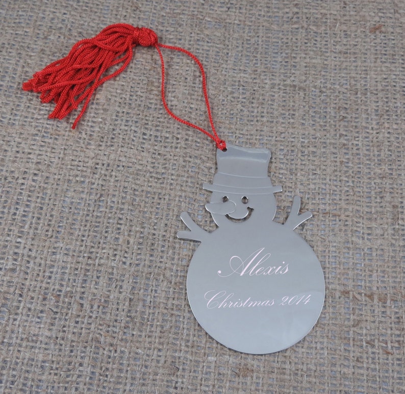 Snow Man Christmas Ornament Personalized Childrens gift Christmas gift image 1