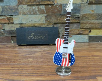Mini American Flag Electric Guitar w/ Personalized Case - Music Gift- Instrument