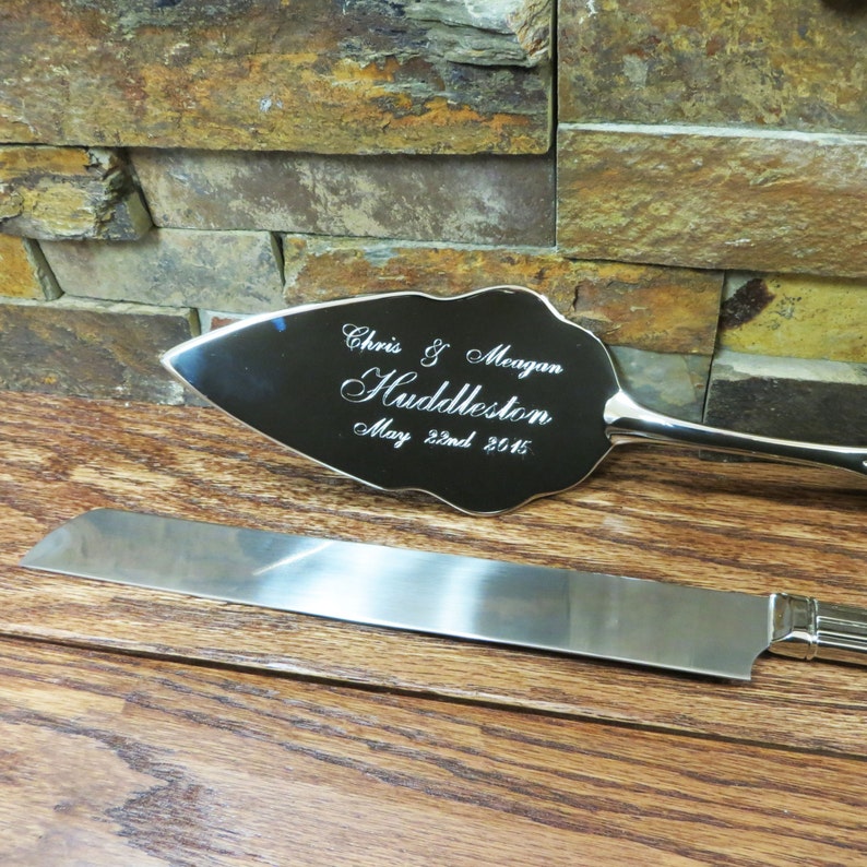 Personalized Wedding Cake Server and Knife Set Wedding Gift Wedding accessory Bridal Shower Rehearsal 592 image 4