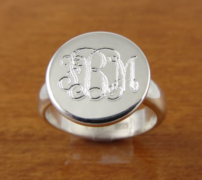 Monogram Ring Initial Ring Personalized Ring Engraved Etsy