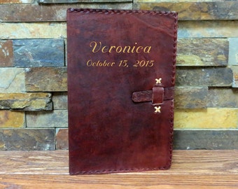 Monogrammed Journal Leather Personalized Diary - Graduation Gift - Guestbook - Birthday Gift- Christmas Gift- Genuine Leather (417)