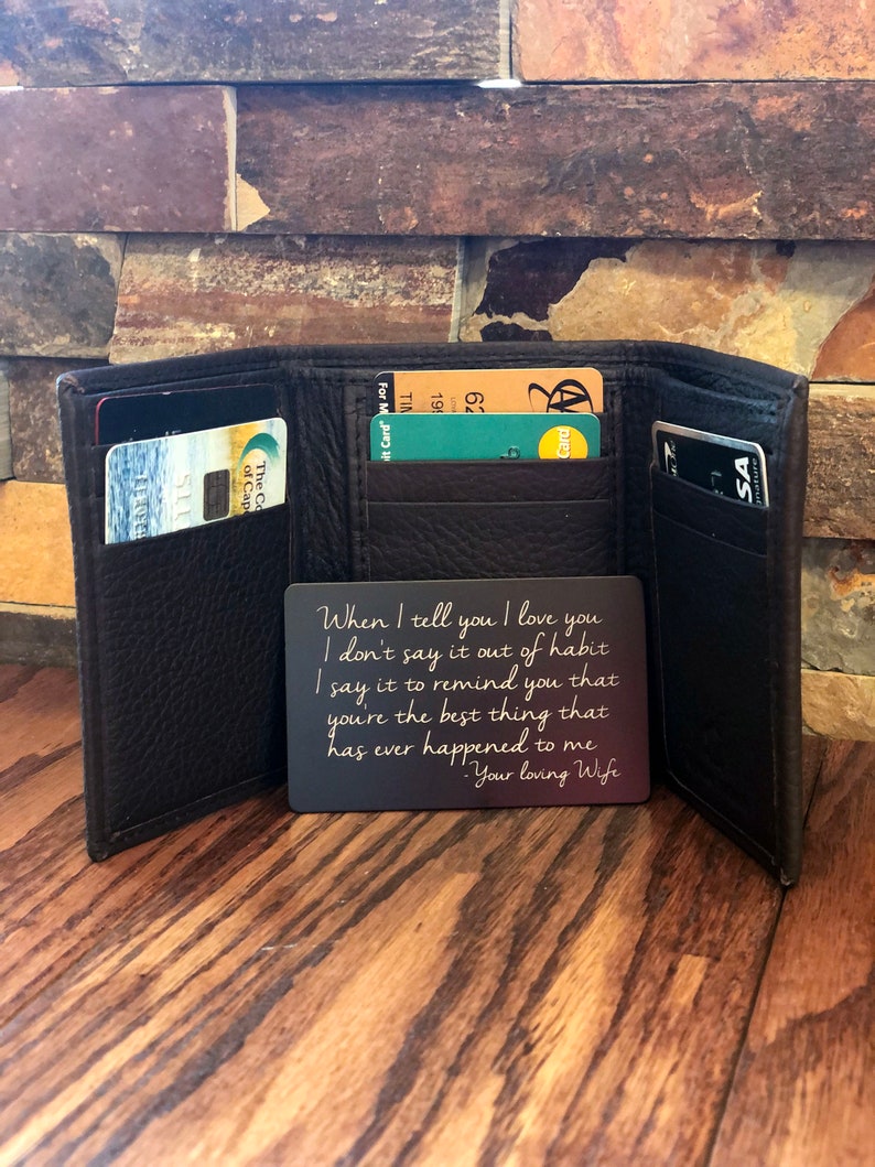 Tri Fold Mens Wallet Personalized ID window Gifts for Him