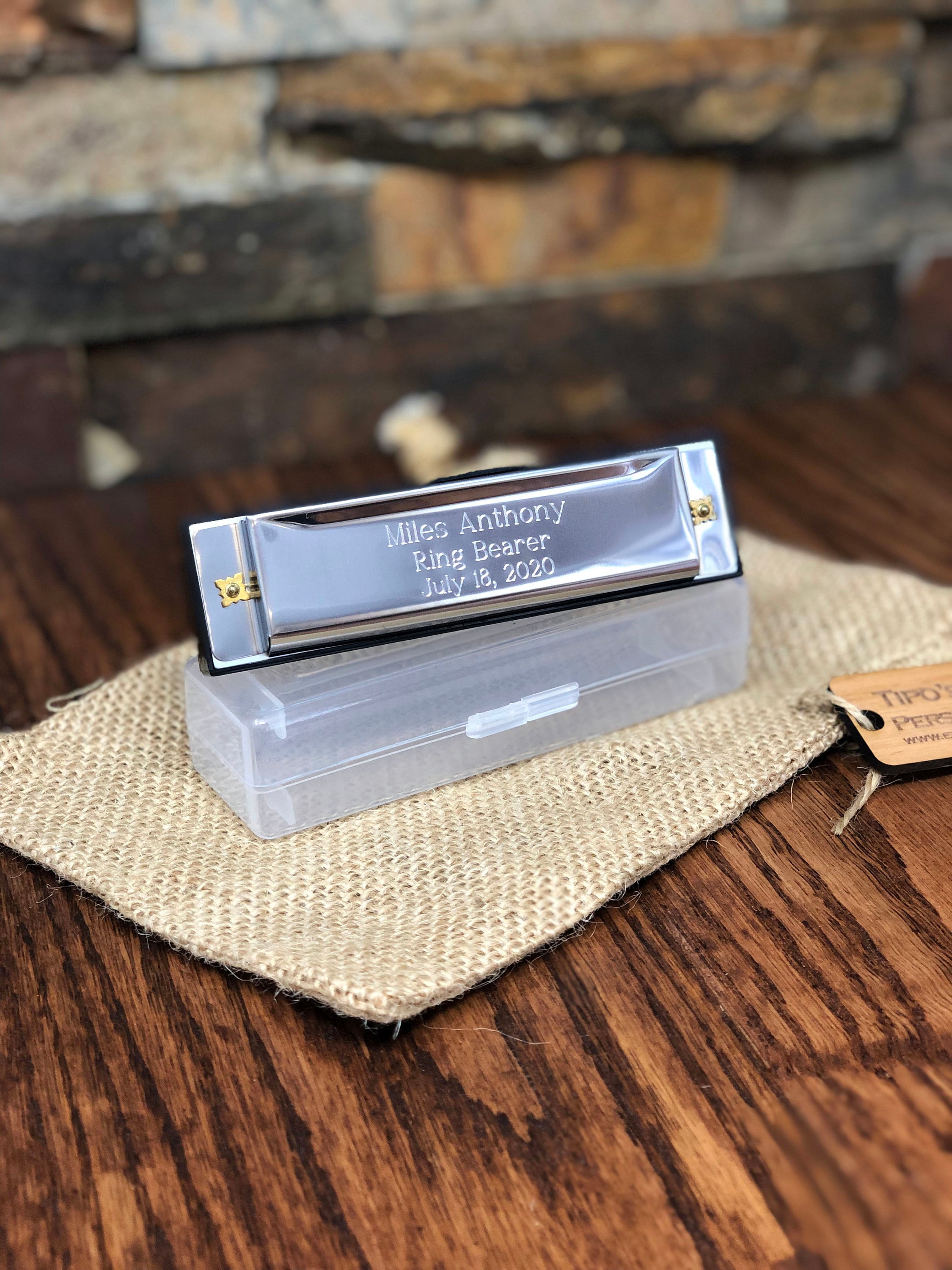 Harmonica Personalized Stainless Steel, Groomsmen, Kids Gifts, Ring bearer, Gifts for Men, Ring Security,  Officiant, Birthday, Christmas