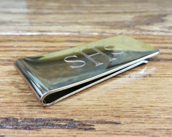 Personalized Silver Money Clip, Monogrammed card holder, Gifts for Men, Groomsmen, Fathers Day, Christmas, Anniversary, Birthday, Valentines