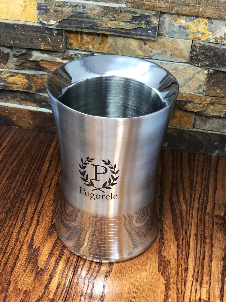 Wine Chiller Personalized Made of Stainless Steel, Kitchen, House Warming Gift, Christmas, Anniversary, Monogrammed Entertaining Wine Bucket image 5