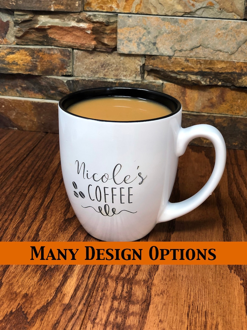 Ceramic Coffee Mug Personalized Custom Bistro Cup Engraved Etsy