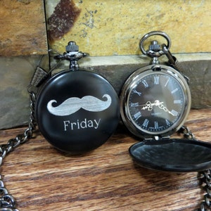 Personalized Mustache Pocket Watch - Personalized - Groomsmen Gifts - Best Man - Friend Gift - Gifts for Men