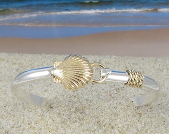 14k Gold and Sterling Silver Shell Bracelet