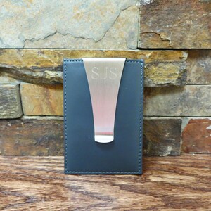 Leather Money Clip and Card Holder - Wallet - Personalized -Groomsmen Gifts - Best Man- Wedding - Corporate Gifts -(210)