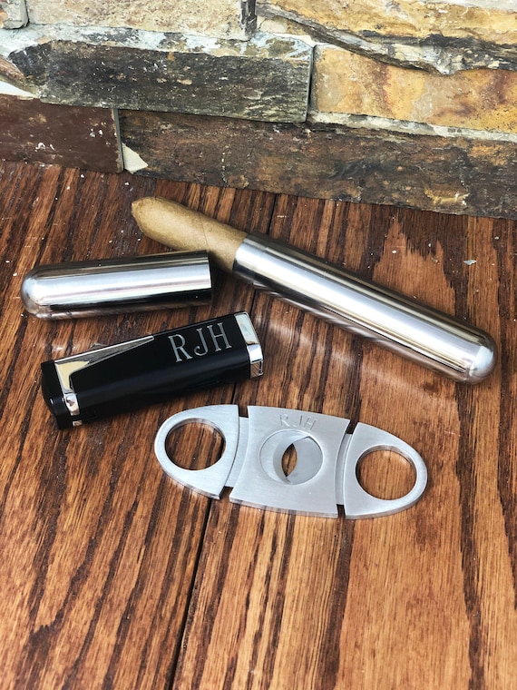 Cigar Torch Lighter W Cigar Cutter & Cigar Tube Set Etsy