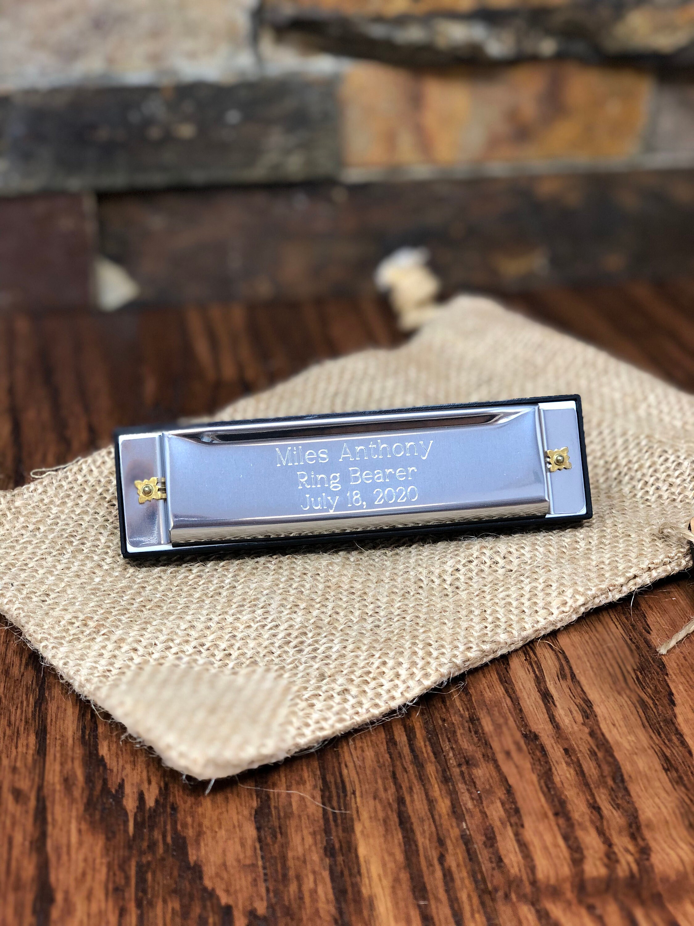 Harmonica Personalized Stainless Steel, Groomsmen, Kids Gifts, Ring bearer, Gifts for Men, Ring Security,  Officiant, Birthday, Christmas