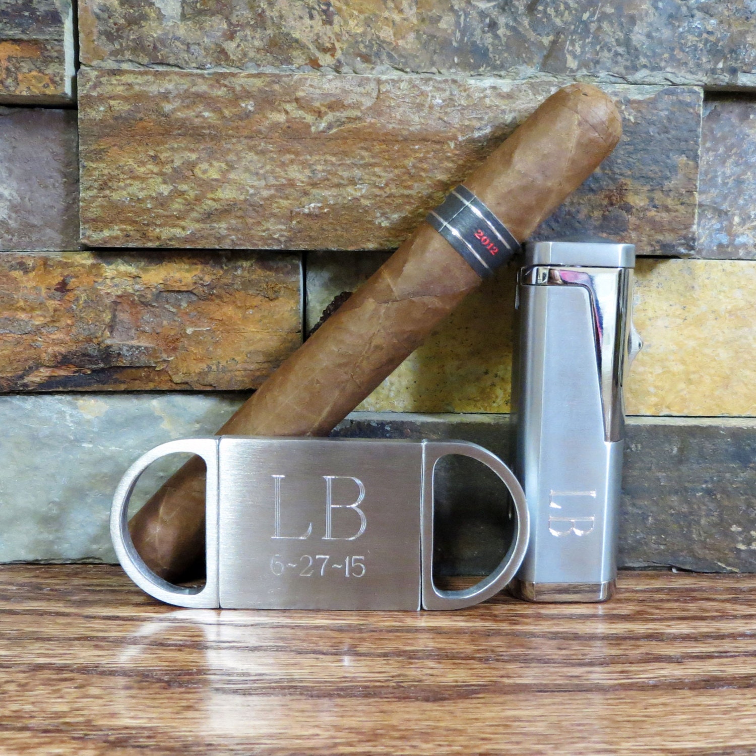 Cigar Lighter with Cutter Set Personalized Gift Set Gifts Etsy