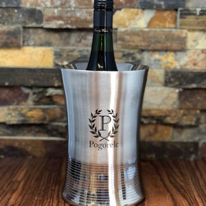 Wine Chiller Personalized Made of Stainless Steel, Kitchen, House Warming Gift, Christmas, Anniversary, Monogrammed Entertaining Wine Bucket image 6