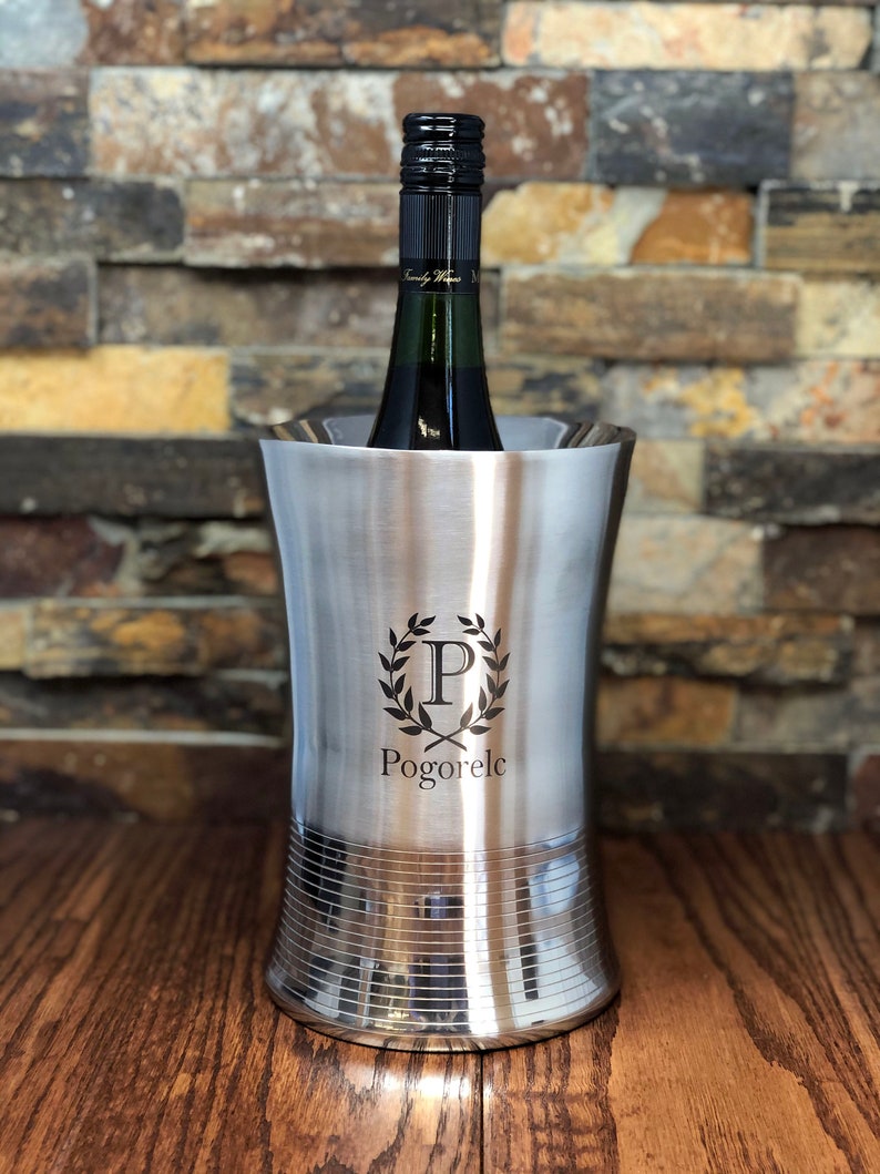 Wine Chiller Personalized Made of Stainless Steel, Kitchen, House Warming Gift, Christmas, Anniversary, Monogrammed Entertaining Wine Bucket image 6