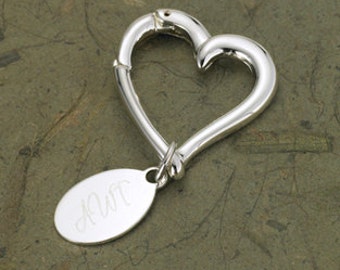 Key Chain Heart - Personalized- Engraved Monogram Bridesmaids Gift (637)