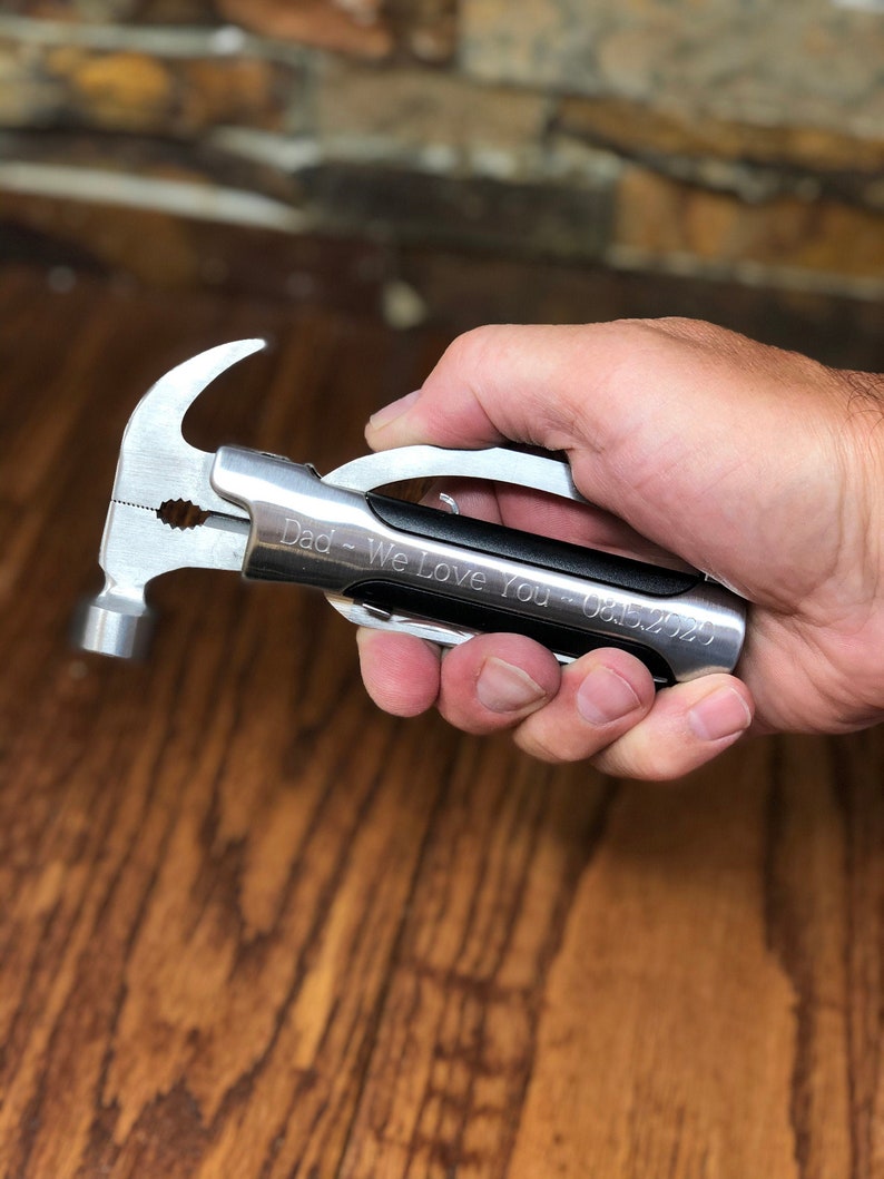 Personalized Hammer and Knife Multi Tool, Engraved Gifts for Him, Fathers Day, Dad, Son, Birthday, Camping, Fishing, Unique Gifts for Men image 1