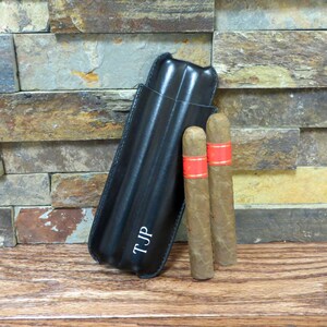 Personalized Leather Double Cigar Case, Groomsman gift, Grandfather, Gifts for him, Birthday, Valentines Day, Custom Embossed, Engagement