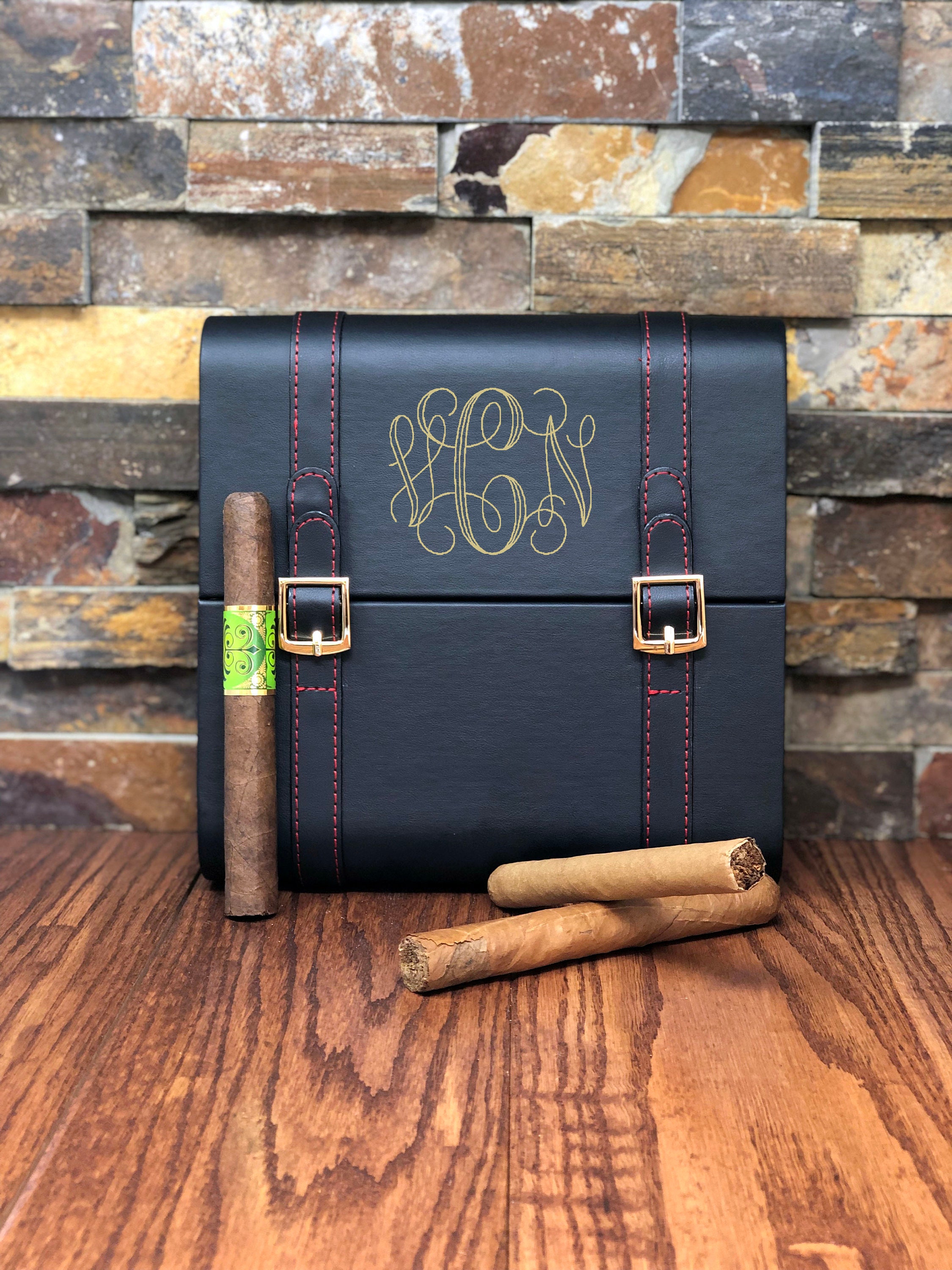 Leather Cigar Humidor Custom Personalized, Best Man, Unique Gifts for Grandfather, Dad, Uncle, Retirement, Smokers, Father of the Bride