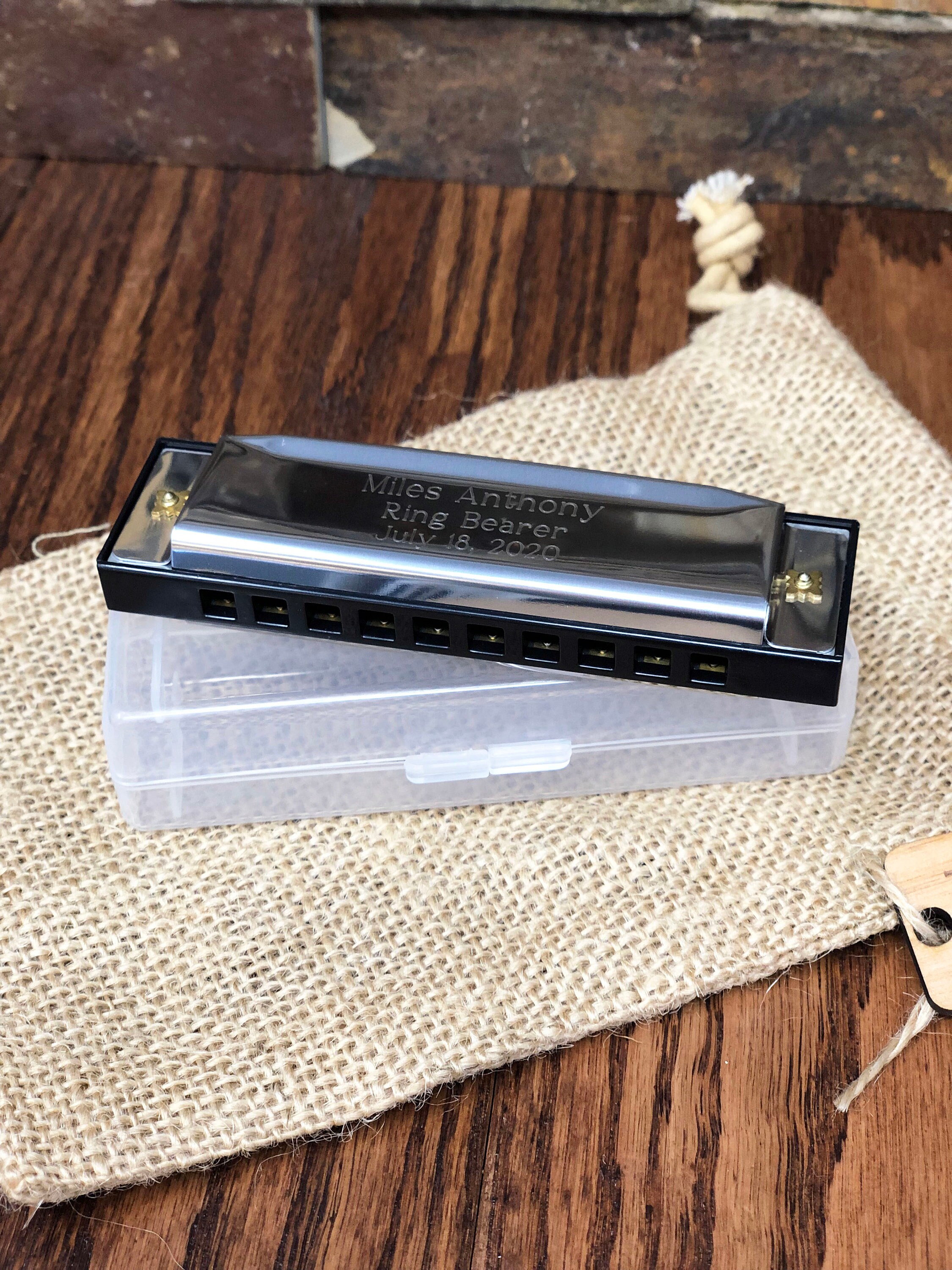 Harmonica Personalized Stainless Steel, Groomsmen, Kids Gifts, Ring bearer, Gifts for Men, Ring Security,  Officiant, Birthday, Christmas