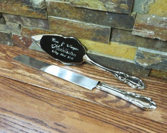 Personalized Wedding Cake Server and Knife Set, Wedding Gift, Bridal Shower, Rehearsal, Baptism, Graduation, Birthday (592)