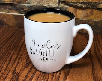 Personalized Coffee Mug, Custom Bistro Cup, Engraved Office Gift, Mothers Day, Fathers Day, Friendship, Thank You, Grandmother, Dad, Mom