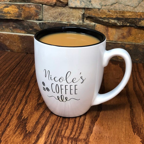 Personalized Coffee Mug Custom Bistro Cup Engraved Office Etsy